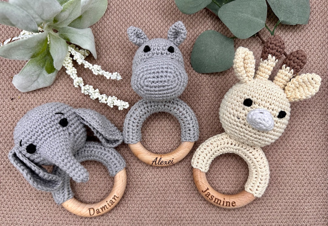 Baby Shower Gift, Animal Crochet Rattle, Baby Shower Ideas, Newborn ...