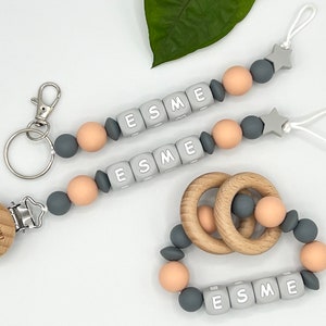 Baby Shower Gift, Pacifier Clip Personalized, Baby Shower Ideas, Baby Shower Gift for Boys, Baby Shower Gift for Girls, Custom Baby Gift Esme Color Scheme