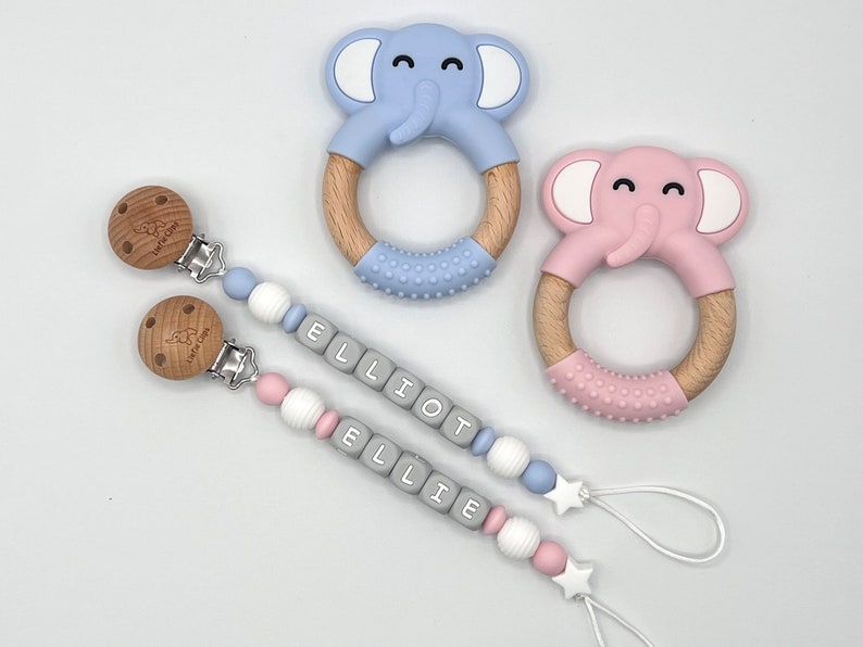 Baby Shower Gift Sets, Personalized Rattle Ring, Diaper Bag Silicone Keychain, Custom Pacifier Clips, Baby Shower Gift Sets image 6