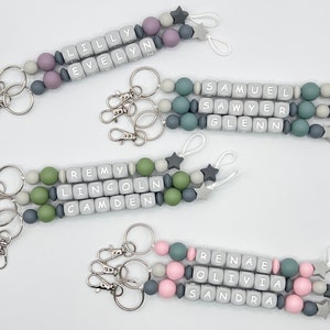 Personalized Keychain,Custom Keychain,Silicone Keychain,Diaper Bag Keychain, Baby Shower Gift, Backpack Keychain