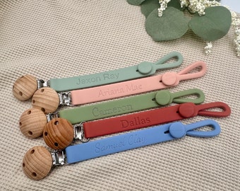 Pacifier Clip, Pacifier Holder, Personalized Pacifier Clip, Engraved Baby Gift, Full Silicone Pacifier Clip, Pacifier Holder for Daycare