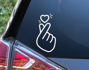 Korean Finger Heart: Music, K-pop, Kpop, BTS, Bangtan, Army, Love, Heart, Hand, Sign, Vinyl, Bumper, Decal, Sticker, Laptop