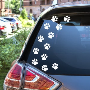 Puppy Paws - 12 pcs : Car, Funny puppy, Laptop, Bumper sticker, Dog sticker, Paw print, Vinyl, Decal, Window, Cute, Sets, Gift, Pet