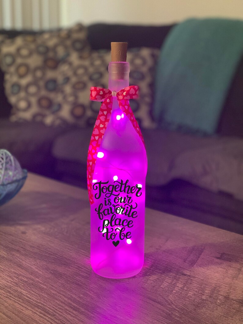 LOVE Light up Wine Bottle Etsy