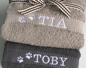 Large Personalised Pet Towel for Cats or Dogs with 2 Paws