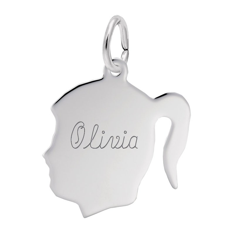 Silver or Gold Personalized Charm Girl Silhouette Charm Made Etsy