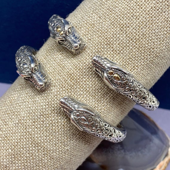 Bali Dragon Naga Sterling Silver Gold Cuff Bracelet Bangles for Women by Bali Artisans Indonesian Dragon Bracelets Balinese Dragon Etsy Australia