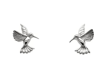 925 Sterling Silver Hummingbird Stud Earrings, Made by Keith Jack Jewelry, Hummingbird Gifts for Her, Silver Hummingbird Jewelry