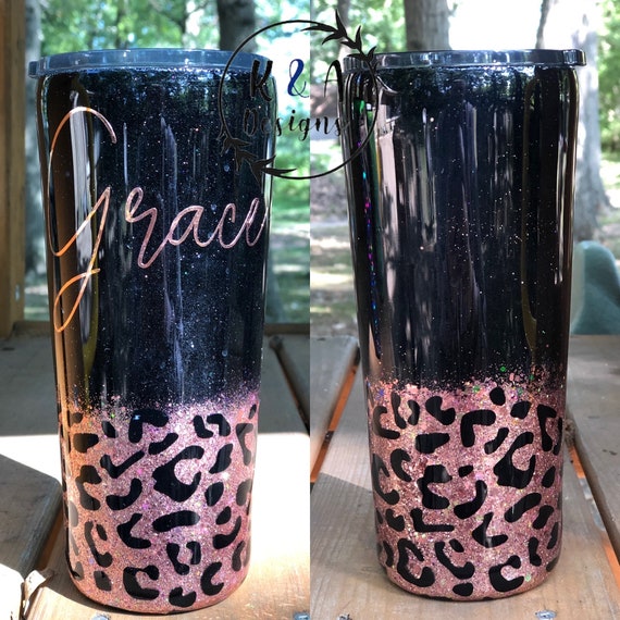 Leopard Tumbler, Leopard Print Skinny Tumbler with Lid and Straw