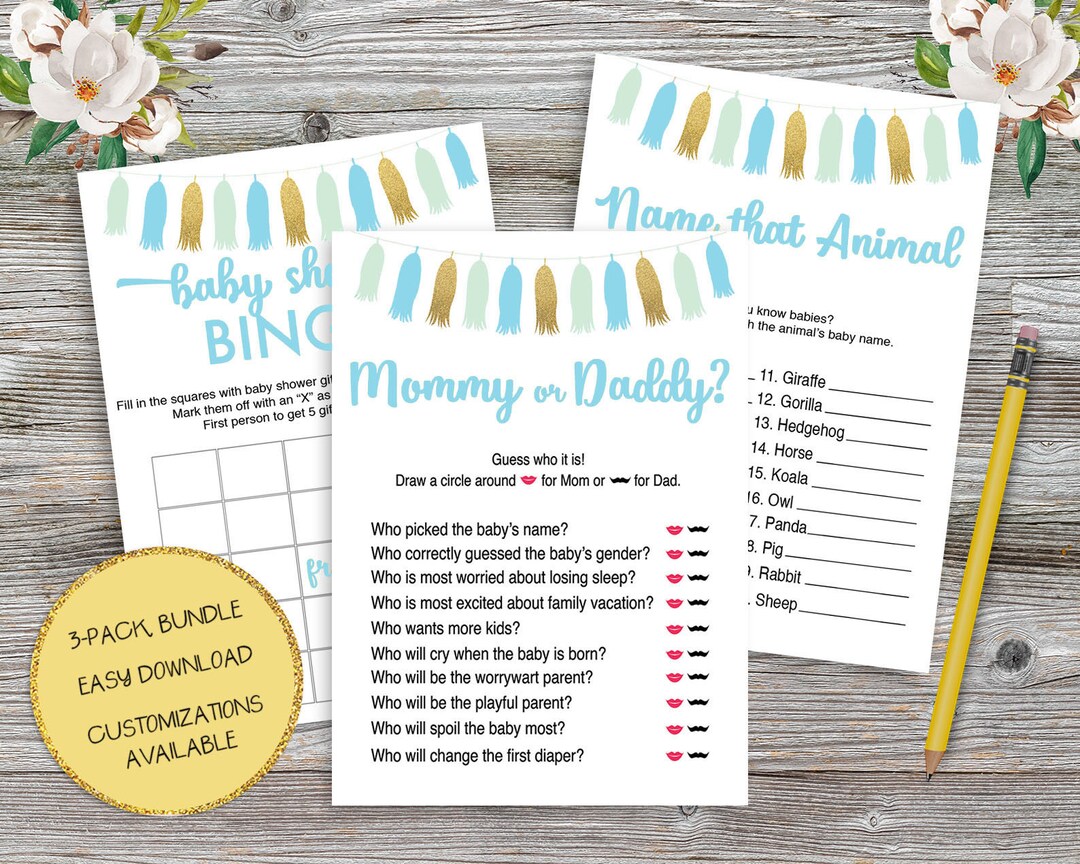 Baby Shower Boy Games Printable Baby Shower Games Set 5x7 - Etsy