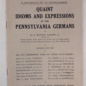 Expresiones y modismos pintorescos de los alemanes de Pensilvania, 1939