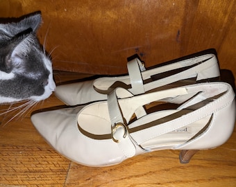 beige buckle pumps by Paul Green (made in Austria) size 3.5