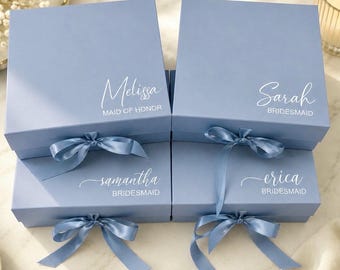 Bridesmaid box, Bridesmaid proposal box, personalized boxes, magnetic gift boxes, custom name box, dusty blue wedding, blue bridesmaid gift
