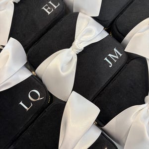 Travel Jewelry Case, Bridesmaid gifts, velvet Jewelry box, personalized jewelry case, black bridesmaid gifts, modern bridesmaid gift, bridal image 4