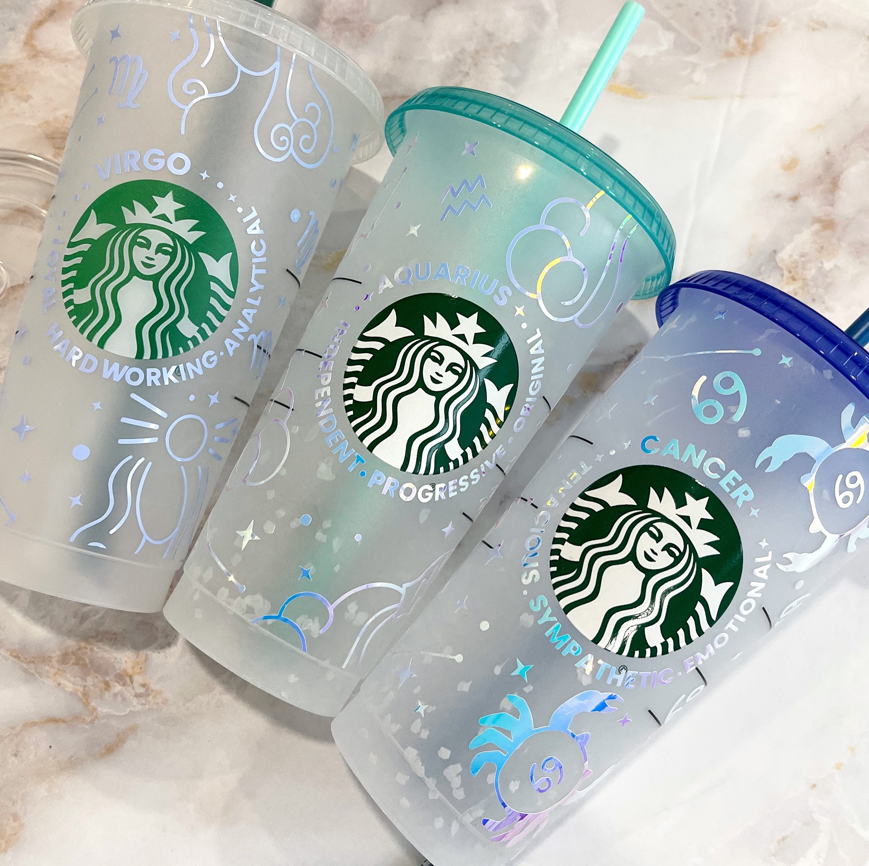 Zodiac sign Starbucks cup confetti colour changing starbucks Etsy
