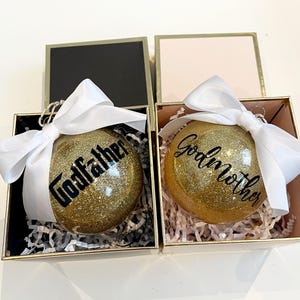 Godparents gifts, godmother ornament, godfather ornament, godparent proposal, baptism gift, godparents to be, godparents Christmas gift