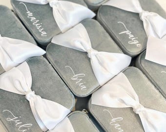 Jewelry Case, SAGE Bridesmaid gift, velvet Jewelry box, personalized jewelry case, travel jewelry box, birthday gift, bridesmaid gift,
