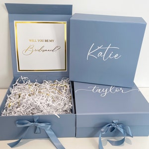 Dusty Blue Bridesmaid Gift Box, Will You Be My Maid of Honor Matron of  Honor Flower Girl Proposal Favor, Wedding Shower, Empty Gift Box B079 