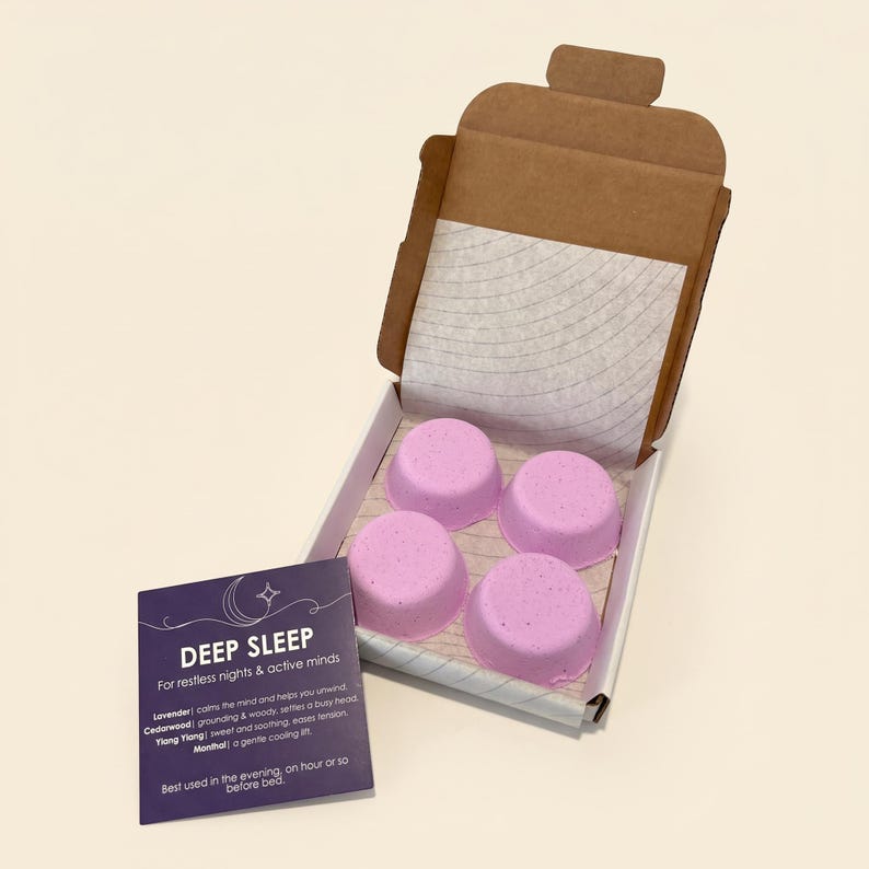 Deep Sleep Shower Steamers | Lavender Cedarwood and Ylang Ylang Essential Oil | Aromatherapy Box of 4 | Sleep Self Care Gift imagen 5