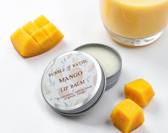 Mango Restorative Lip Balm 30g Tin - Golden Hydrating Lip Care - Mango Butter Coconut Oil Vitamin E Moisturiser