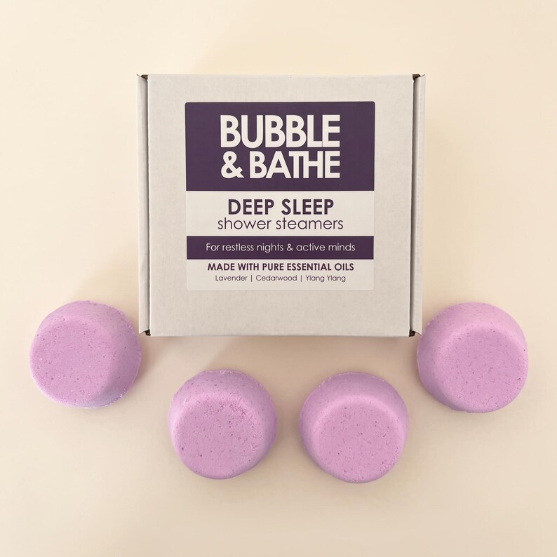 Deep Sleep Shower Steamers | Lavender Cedarwood and Ylang Ylang Essential Oil | Aromatherapy Box of 4 | Sleep Self Care Gift imagen 3