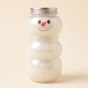 Sales de baño con aroma a bastón de caramelo / Sales de Epsom con menta en botella con forma de muñeco de nieve / Regalo de Navidad para ella / Hecho en North Devon 500 g