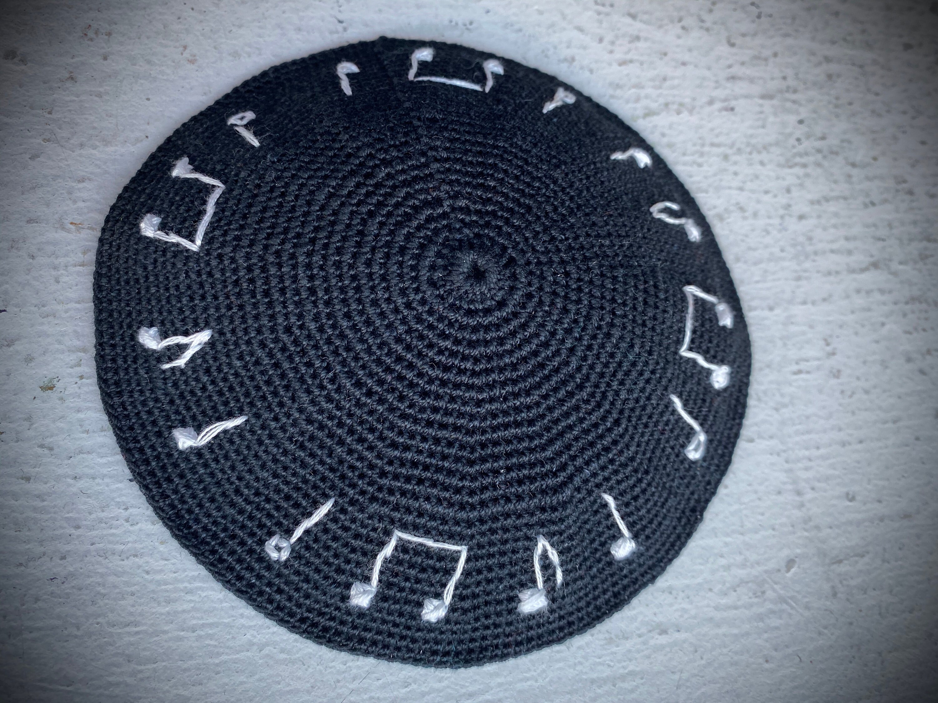Yarmulke / Kippah with embroidered music notes Etsy
