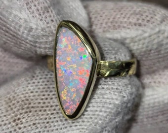 Men's 3.06ct Black Crystal Opal Ring in 14kt Yellow Gold | Burton's