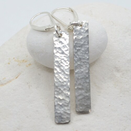 Sterling Silver Hammered Dangling Fringe Earrings Etsy