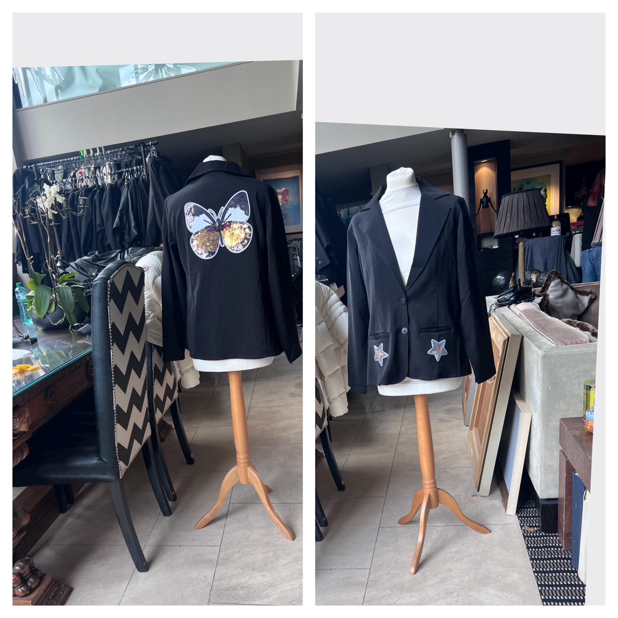 black sequin butterfly jacket size 14 to 16