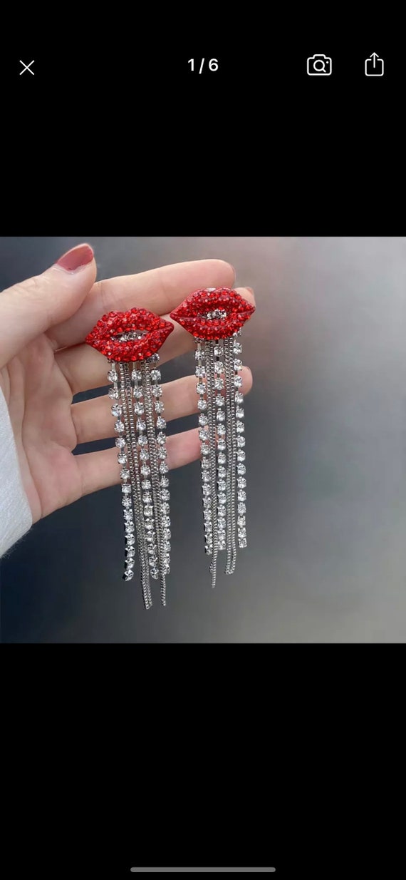 Orecchini Pendenti A Forma Di Labbra Rosse, Stile Bohémien Vintage, In Resina E Lega, Gioielli Donna