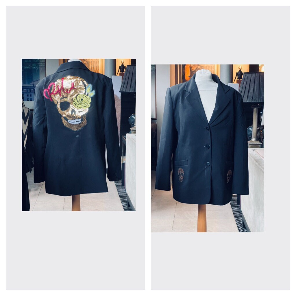 Black blazer with skull on back deals