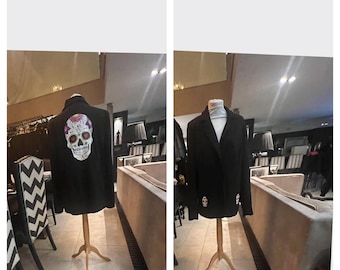 black jacket with skulls size 8