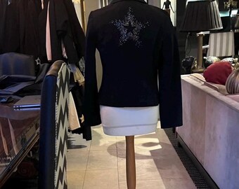 cropped black Jacket with star and hearts size UK 10