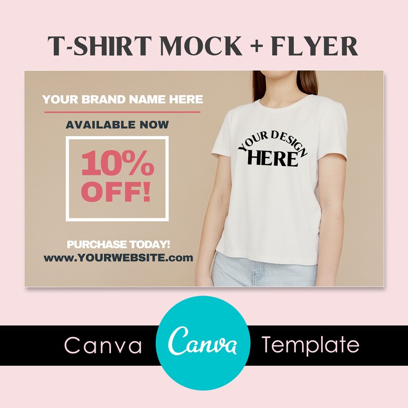 Canva Tshirt Mockup & Flyer Template Social Media Etsy
