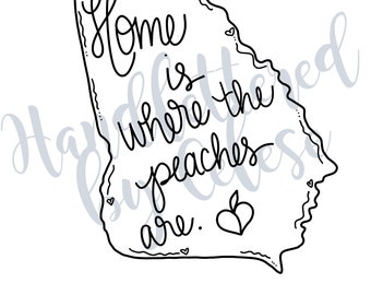 Where the peaches are /Just Feelin' Peachy SVG,PNG,JPG files Digital Only Handlettered / Georgia svg/ Cricut file Georgia/ Georgia file