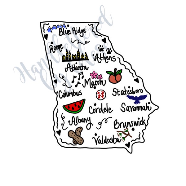 State of Georgia, SVG,PNG,JPG,and pdf files Digital Only Handlettered by me/ Georgia svg/ Cricut file Georgia/ Georgia file