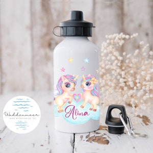 Einhorn-Regenbogen Kinderflasche 400 Ml – BPA-frei, Aluminium, Wiederverwendbar