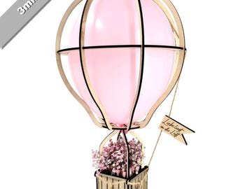 Archivo láser globo aerostático archivo SVG láser habitación infantil dinero regalo embalaje cumpleaños bautizo boda regalo de boda corte láser
