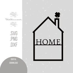 Haus mit Kleeblatt Glück Digitale Datei für Plotter oder Laser Häuschen Plotterdatei Laserdatei png svg dxf jpeg Plottdatei Häuser Download