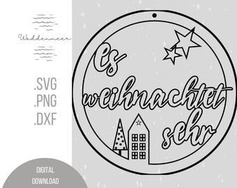 Ghirlanda natalizia per porta, ghirlanda natalizia, file laser, ghirlanda di legno, legno Skandi, png, svg, dxf, file plotter, file natalizio, plottaggio laser