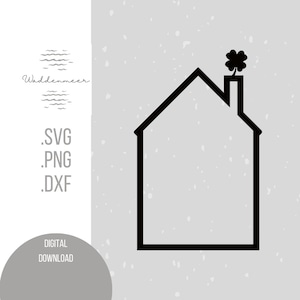 Haus mit Kleeblatt Glück Digitale Datei für Plotter oder Laser Häuschen Plotterdatei Laserdatei png svg dxf jpeg Plottdatei Häuser Download