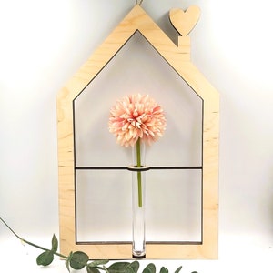 House with heart for test tube 3D digital vase wood wooden house flowers flowers file for laser house laser file svg dxf houses download