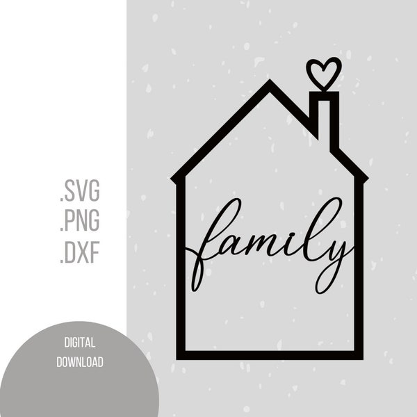 Plotter file house with heart houses svg family family digital file for plotter or laser plotting house laser file png dxf download