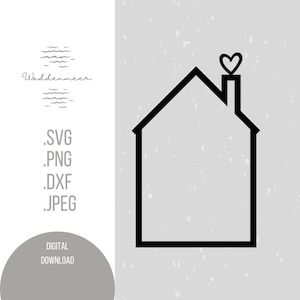 Casa con cuore file digitale per plotter o laser file plotter casa file laser png svg dxf jpeg file di trama case papercut download
