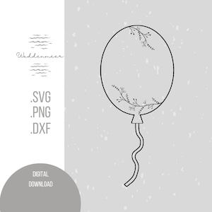 Balloon with flowers tendrils Digital file for plotter or laser Plotter file Laser file png svg dxf Plot file Papercut Download Name