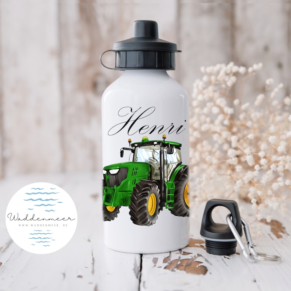 Personalisierte Trinkflasche Flasche Wasserflasche Trecker Namen Aluminium Kinder Thermoskanne Camping Geschenk Geschenkidee Bauernhof Kind