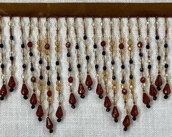 Brown Multi Crystal Beaded Fringe Trim 5" Width CBF-38/8 Upholstery / Drapery / Interior Design / Home Furnishing / Handmade