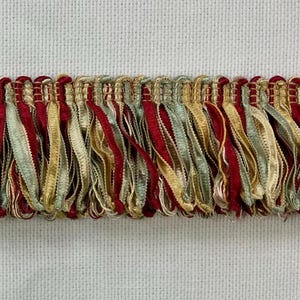 Gold, Red & Green Loop Ribbon Fringe Trim 2" Width LPF-1/2-31-15 upholstery / Drapery / Interior Design / Home Furnishing