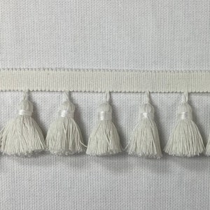 White 2.5” Width Linen Tassel Fringe Trim 36 Handmade Tassels Per Yard TF-81/1 Upholstery / Drapery / Interior Design / Home Furnishing